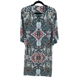 Chico's Multicolor Paisley Boho Midi Shift Dress - Chico's Sz 0 = Sz S/4/6
